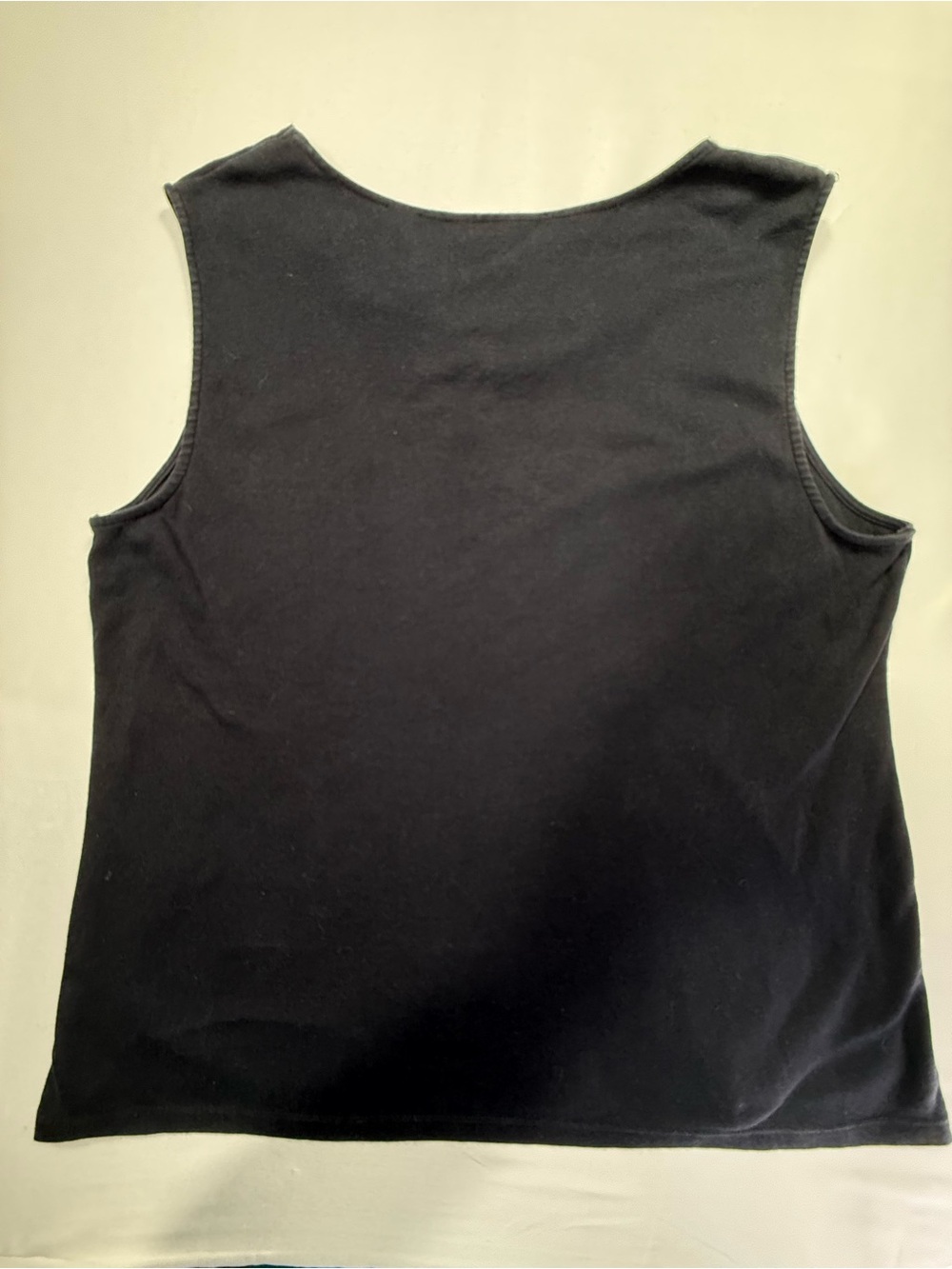 Karen Scott Black V-Neck Tank with Teal Floral Embroidery - Picture 2 of 6